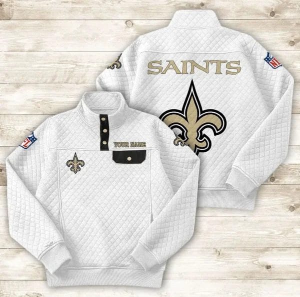 New Orleans Saints Button Stand-up Collar Sweatshirt AMCBSCS023 - Image 6