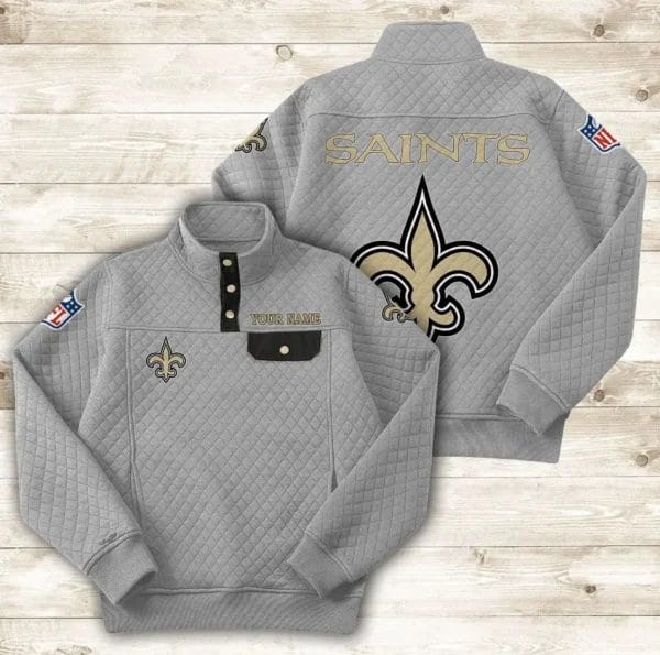 New Orleans Saints Button Stand-up Collar Sweatshirt AMCBSCS023 - Image 7