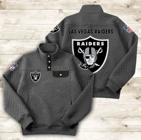 Las Vegas Raiders Button Stand-up Collar Sweatshirt AMCBSCS017 - Image 2