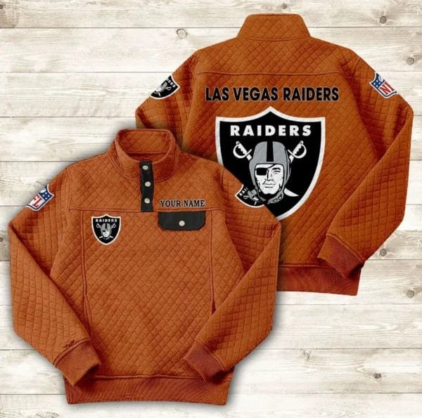 Las Vegas Raiders Button Stand-up Collar Sweatshirt AMCBSCS017 - Image 4