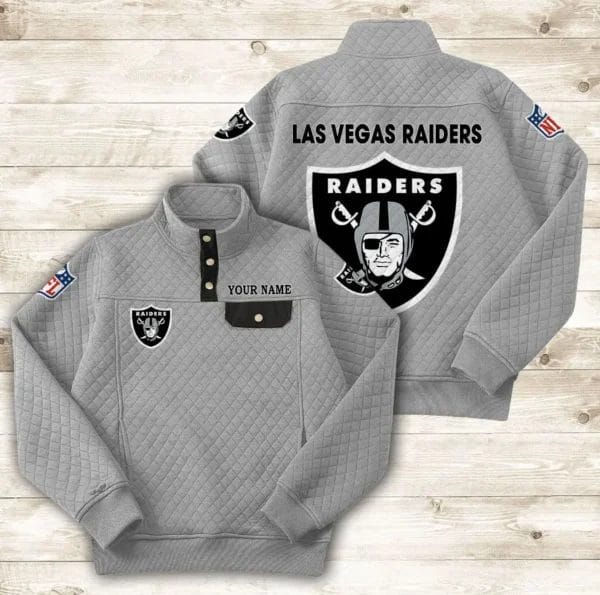 Las Vegas Raiders Button Stand-up Collar Sweatshirt AMCBSCS017 - Image 6