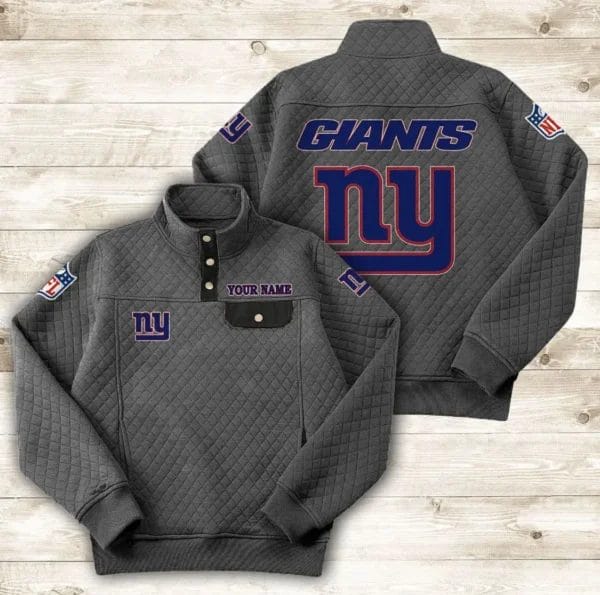 New York Giants Button Stand-up Collar Sweatshirt AMCBSCS024 - Image 2