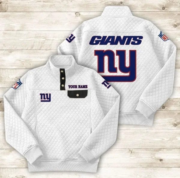 New York Giants Button Stand-up Collar Sweatshirt AMCBSCS024 - Image 5