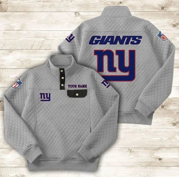 New York Giants Button Stand-up Collar Sweatshirt AMCBSCS024 - Image 6