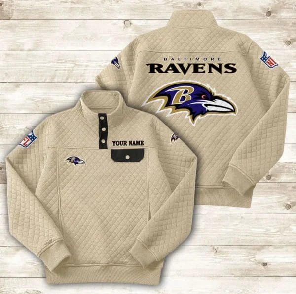 Baltimore Ravens Button Stand-up Collar Sweatshirt AMCBSCS003 - Image 8