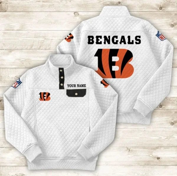 Cincinnati Bengals Button Stand-up Collar Sweatshirt AMCBSCS007 - Image 6