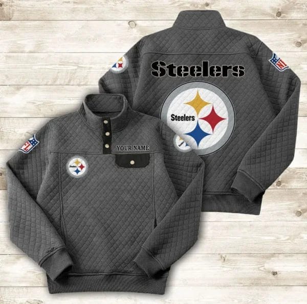 Pittsburgh Steelers Button Stand-up Collar Sweatshirt AMCBSCS027 - Image 3