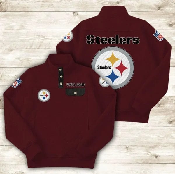 Pittsburgh Steelers Button Stand-up Collar Sweatshirt AMCBSCS027 - Image 4