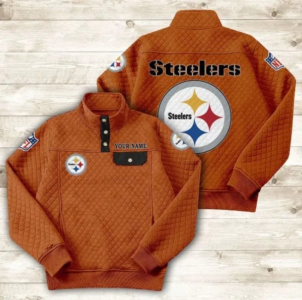 Pittsburgh Steelers Button Stand-up Collar Sweatshirt AMCBSCS027 - Image 5
