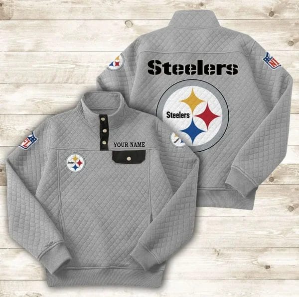 Pittsburgh Steelers Button Stand-up Collar Sweatshirt AMCBSCS027 - Image 7