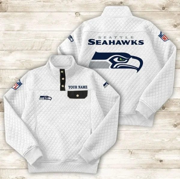 Seattle Seahawks Button Stand-up Collar Sweatshirt AMCBSCS029 - Image 5
