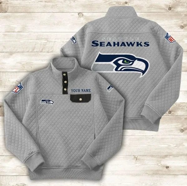 Seattle Seahawks Button Stand-up Collar Sweatshirt AMCBSCS029 - Image 6