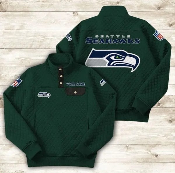 Seattle Seahawks Button Stand-up Collar Sweatshirt AMCBSCS029 - Image 7