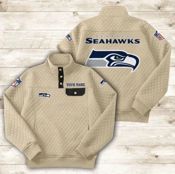 Seattle Seahawks Button Stand-up Collar Sweatshirt AMCBSCS029 - Image 8