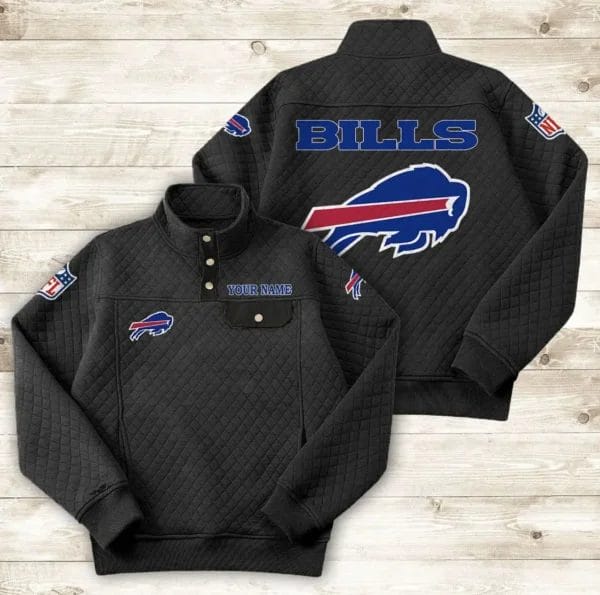 Buffalo Bills Button Stand-up Collar Sweatshirt AMCBSCS004 - Image 2