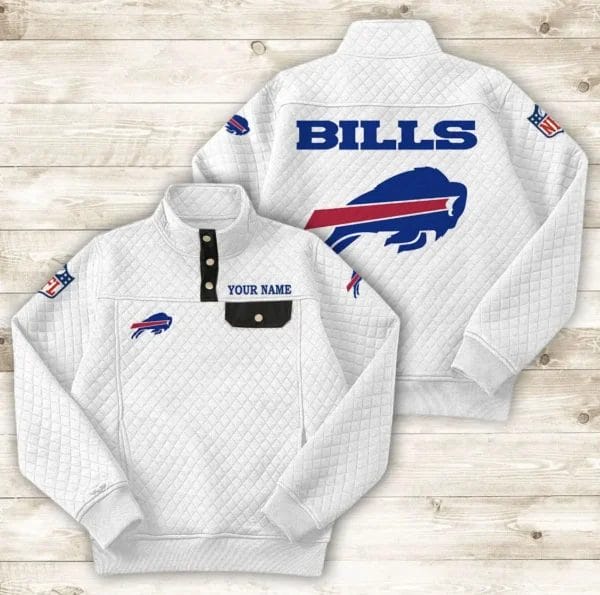 Buffalo Bills Button Stand-up Collar Sweatshirt AMCBSCS004 - Image 6