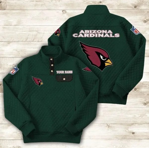 Arizona Cardinals Button Stand-up Collar Sweatshirt AMCBSCS001 - Image 7