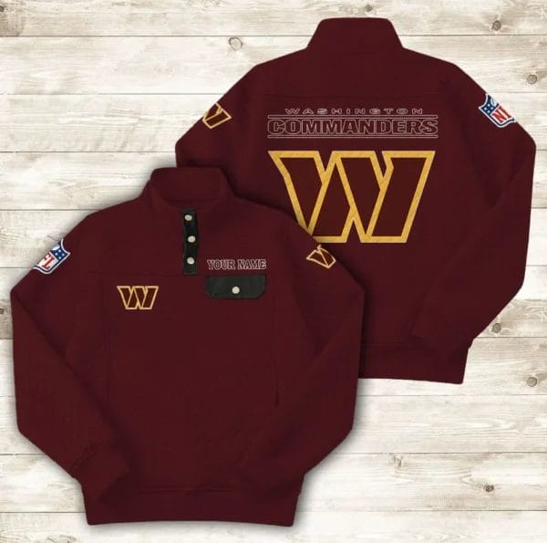 Washington Commanders Button Stand-up Collar Sweatshirt AMCBSCS032 - Image 4