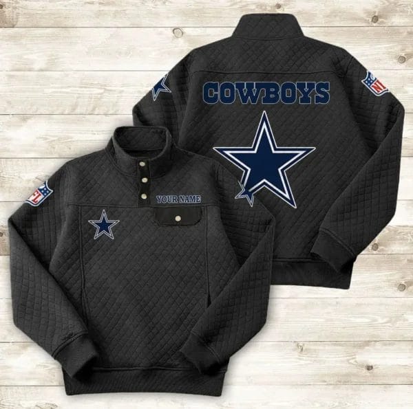 Dallas Cowboys Button Stand-up Collar Sweatshirt AMCBSCS009 - Image 2