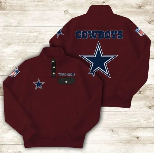 Dallas Cowboys Button Stand-up Collar Sweatshirt AMCBSCS009 - Image 3