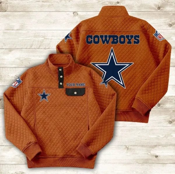 Dallas Cowboys Button Stand-up Collar Sweatshirt AMCBSCS009 - Image 4