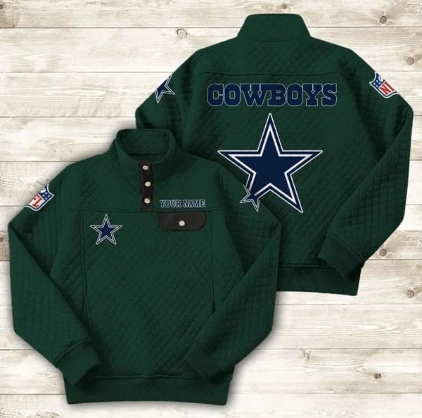 Dallas Cowboys Button Stand-up Collar Sweatshirt AMCBSCS009 - Image 7