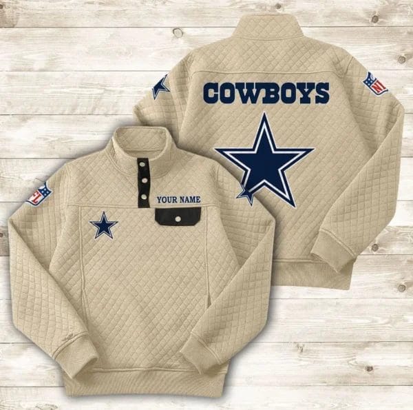Dallas Cowboys Button Stand-up Collar Sweatshirt AMCBSCS009 - Image 8
