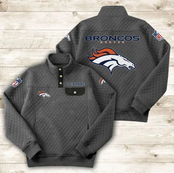 Denver Broncos Button Stand-up Collar Sweatshirt AMCBSCS010 - Image 3