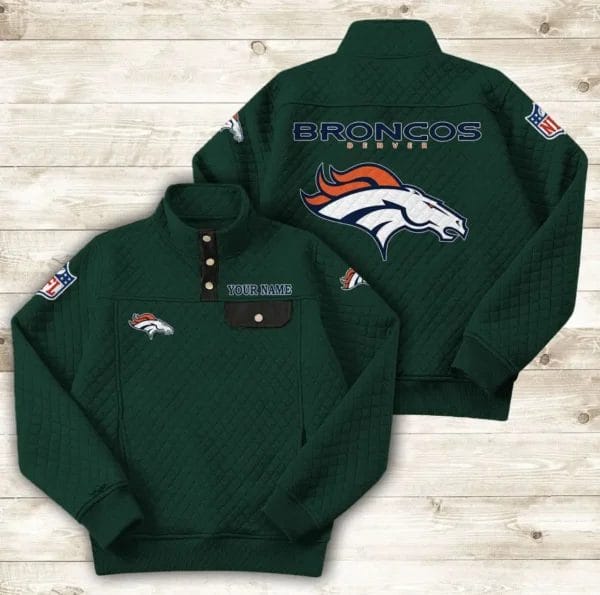 Denver Broncos Button Stand-up Collar Sweatshirt AMCBSCS010 - Image 7