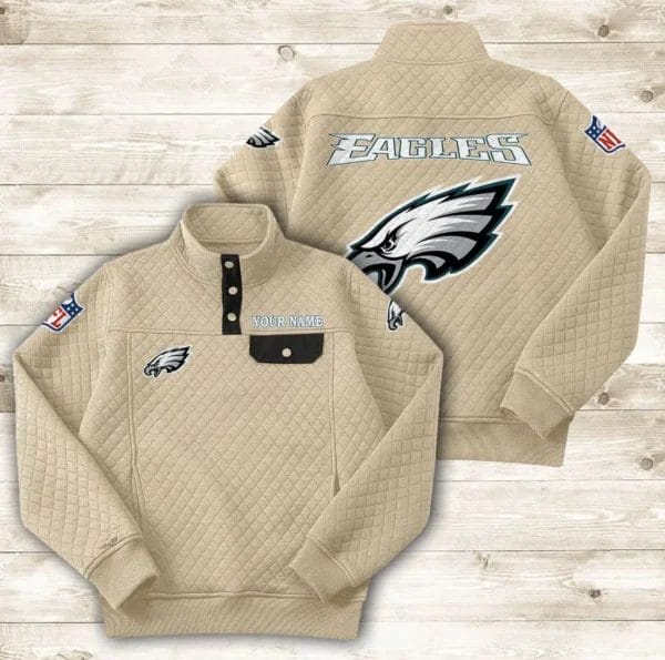 Philadelphia Eagles Button Stand-up Collar Sweatshirt AMCBSCS026 - Image 8