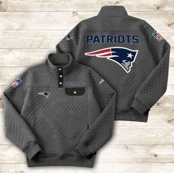 New England Patriots Button Stand-up Collar Sweatshirt AMCBSCS022 - Image 2