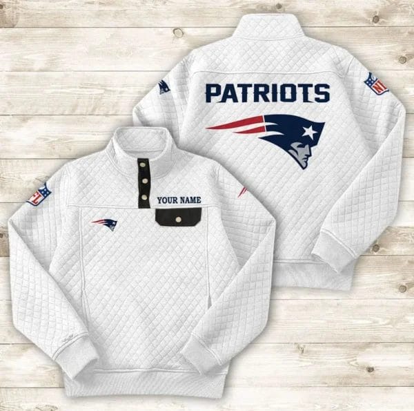 New England Patriots Button Stand-up Collar Sweatshirt AMCBSCS022 - Image 5