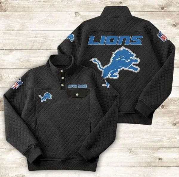 Detroit Lions Button Stand-up Collar Sweatshirt AMCBSCS011 - Image 2