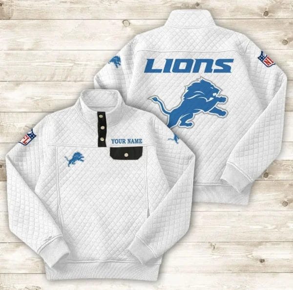 Detroit Lions Button Stand-up Collar Sweatshirt AMCBSCS011 - Image 5