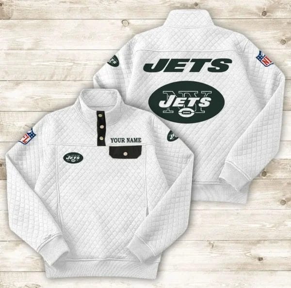 New York Jets Button Stand-up Collar Sweatshirt AMCBSCS025 - Image 6
