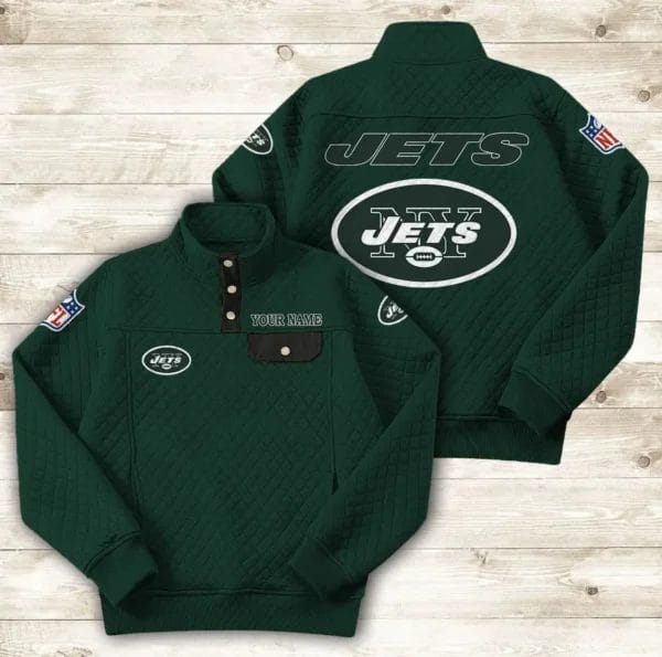 New York Jets Button Stand-up Collar Sweatshirt AMCBSCS025 - Image 7