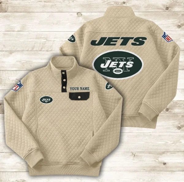 New York Jets Button Stand-up Collar Sweatshirt AMCBSCS025 - Image 8