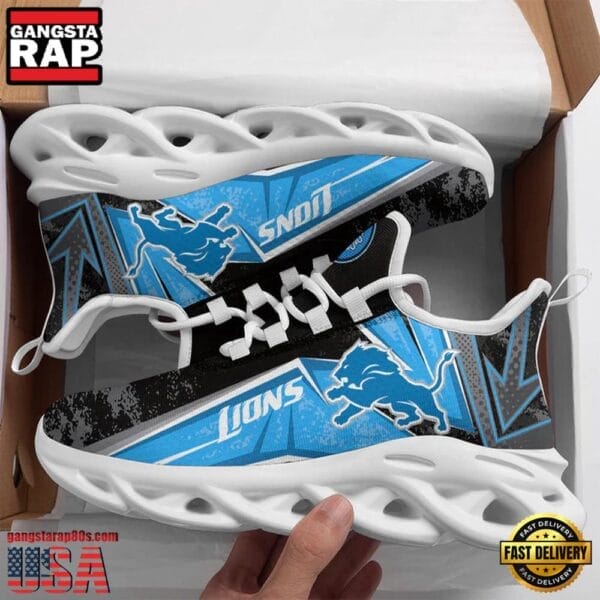 Detroit Lions Max Soul Sneakers Personalized Name AMCMSS0009
