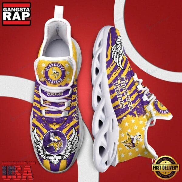 Minnesota Vikings Max Soul Sneakers Personalized Name AMCMSS0036