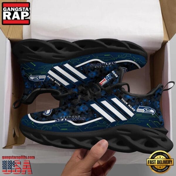 Seattle Seahawks Max Soul Sneakers Personalized Name AMCMSS0033