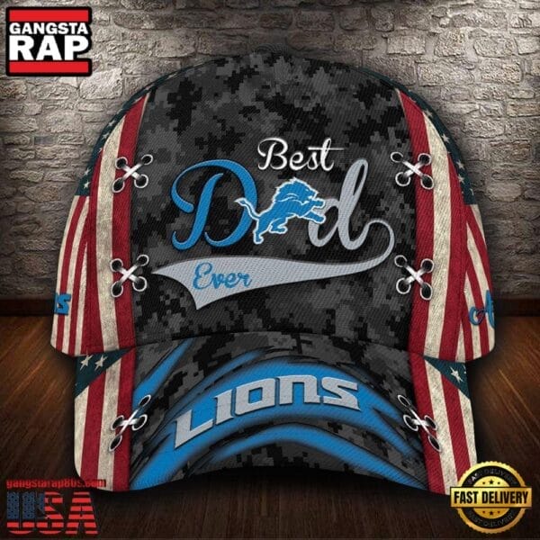 Detroit Lions Best Dad USA Flag New Design Classic Cap AMCCAP000062