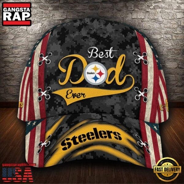 Pittsburgh Steelers Best Dad USA Flag New Design Classic Cap AMCCAP000076