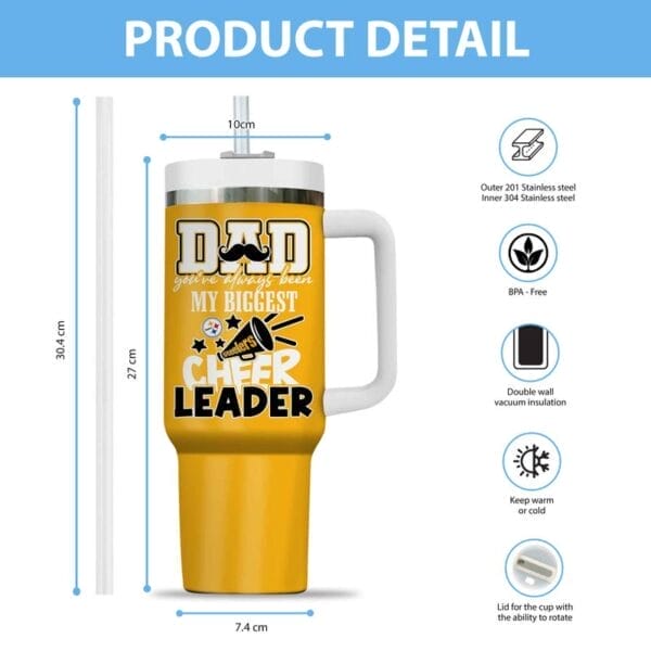 Pittsburgh Steelers My Biggest Cheer Leader Gift For Father's Day Limited Edition 40oz Tumbler AMC40OZ000191 - Image 2