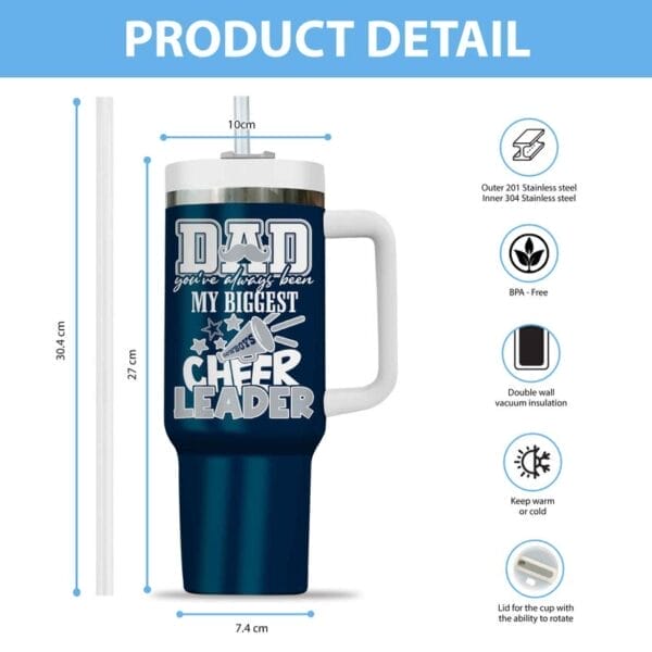 Dallas Cowboys My Biggest Cheer Leader Gift For Father's Day Limited Edition 40oz Tumbler AMC40OZ000179 - Image 2