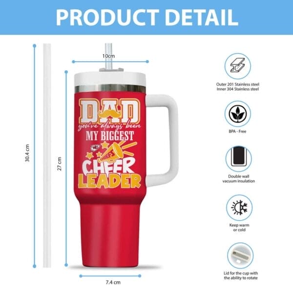 Kansas City Chiefs My Biggest Cheer Leader Gift For Father's Day Limited Edition 40oz Tumbler AMC40OZ000184 - Image 2