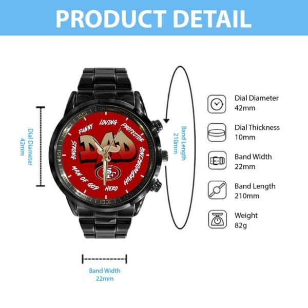 San Francisco 49ers Limited Edition Black Stainless Steel Watch For Father's Day AMCWA000010 - Image 4