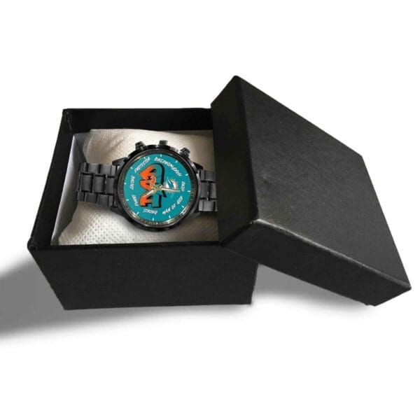 Miami Dolphins Limited Edition Black Stainless Steel Watch For Father's Day AMCWA000006 - Image 5