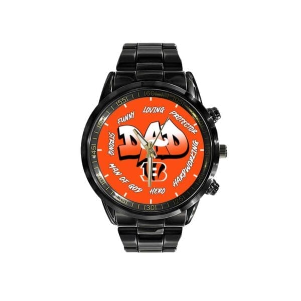 Cincinnati Bengals Limited Edition Black Stainless Steel Watch For Father's Day AMCWA000002