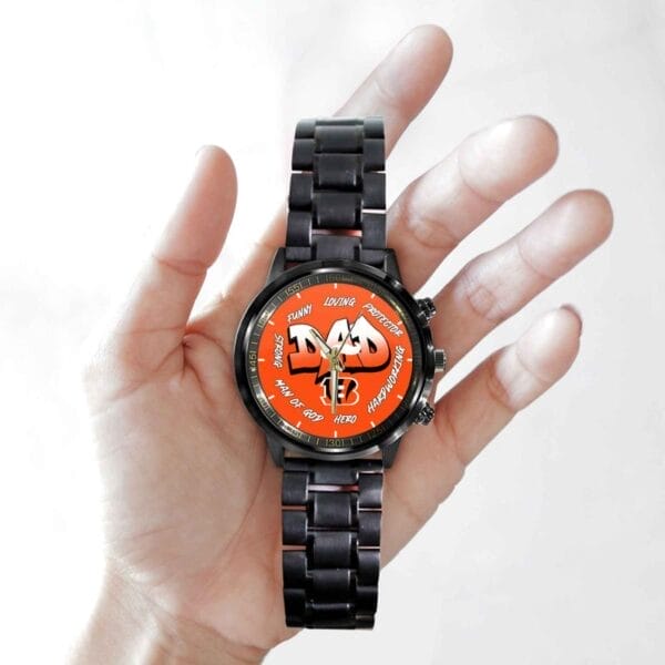 Cincinnati Bengals Limited Edition Black Stainless Steel Watch For Father's Day AMCWA000002 - Image 2