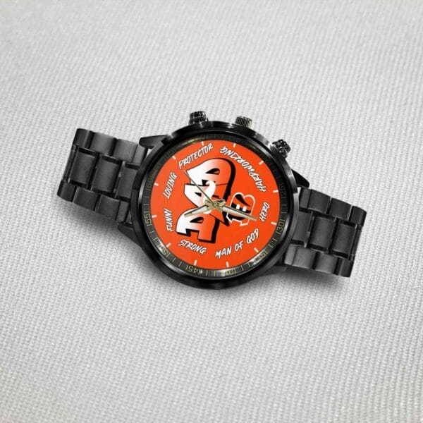 Cincinnati Bengals Limited Edition Black Stainless Steel Watch For Father's Day AMCWA000002 - Image 3
